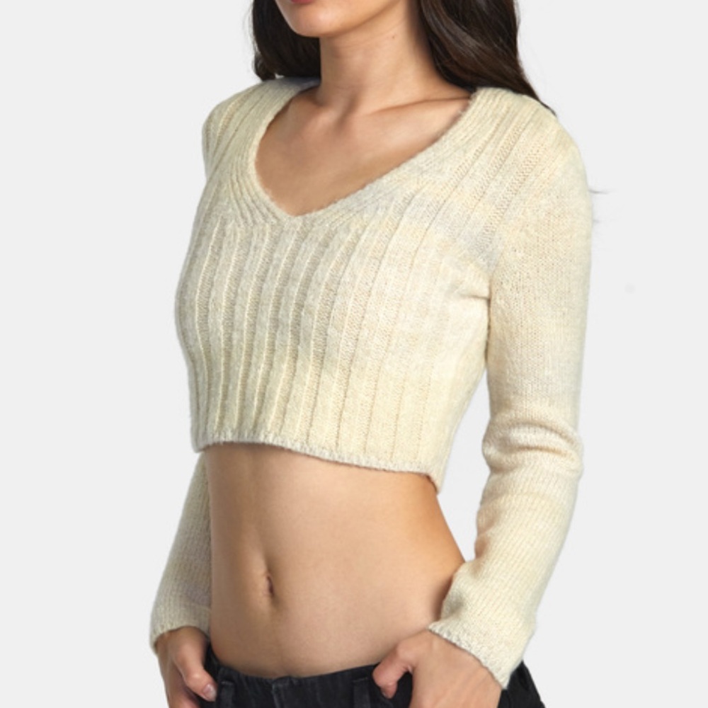 Audrey 3+1 Cream Knit Sweater
